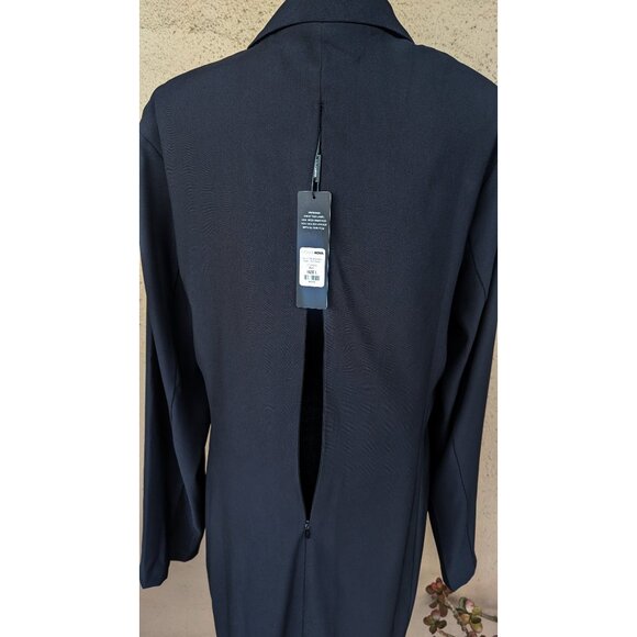 💜NWT Black Wrap Dress – Ruched, Asymmetrical Drape - Picture 5 of 11